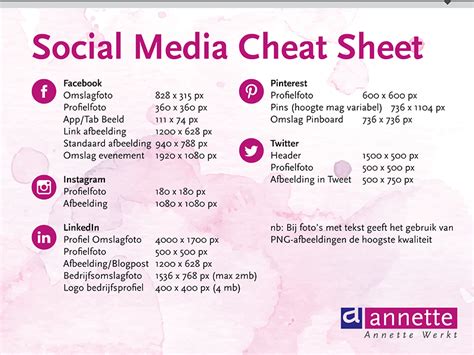 Handige Cheatsheet Met Alle Afmetingen Voor Social Media Sociale