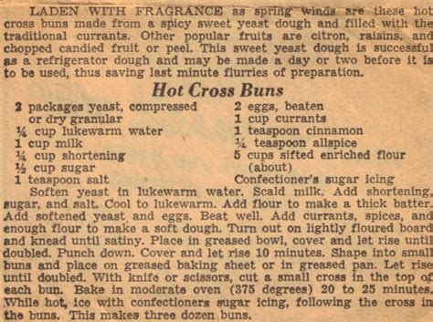 Hot Cross Buns Recipe Vintage Clipping RecipeCurio
