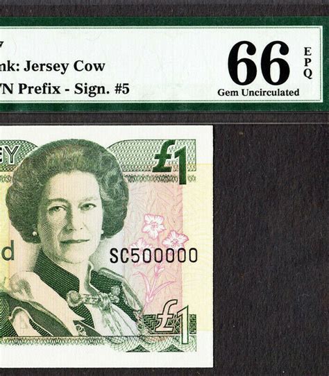 UK Great Britain Pound 1993 Jersey One QEII FANCY Number SC 500000