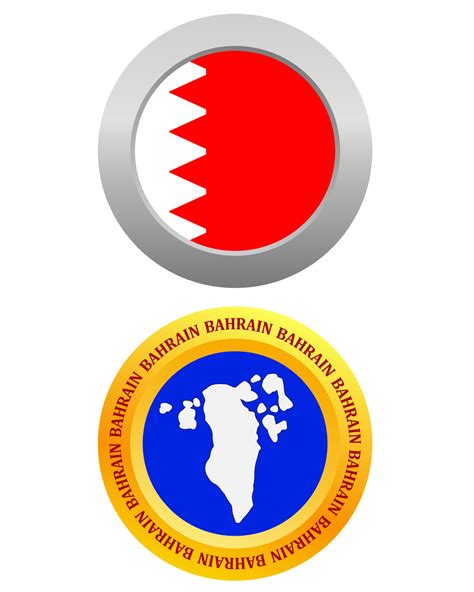 Button As A Symbol Bahrain Flag And Map On A White Background