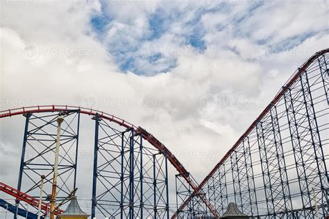Exciting Roller Coaster Against Cloudy Sky in Blackpool, UK 51317256