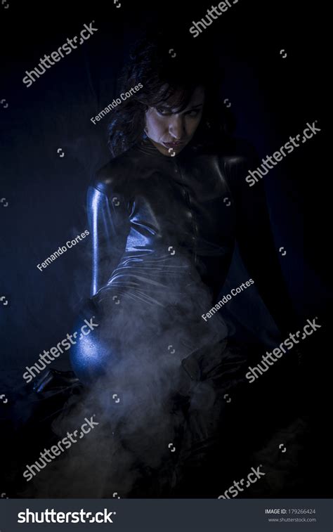 Metal Sexy Brunette Black Latex Costume Stock Photo 179266424 Shutterstock