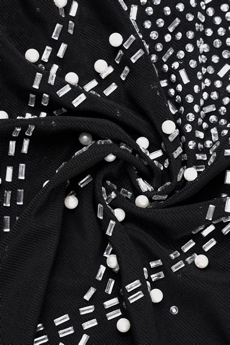 Wholesale Black Sexy Patchwork Hot Drilling Hollowed Out Backless Strapless Sleeveless Three