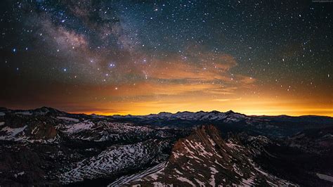 HD Wallpaper Yosemite 5k Forest Stars Sunset OSX Apple