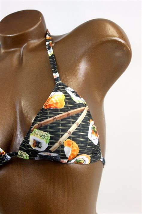 ON SALE NPC Ifbb Competition Bikini Sushi Print Practice Bikini Suit
