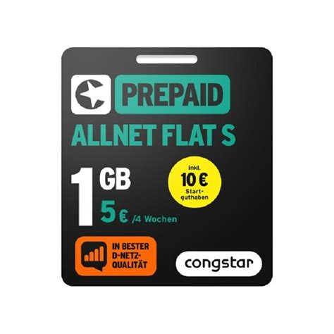 Congstar Prepaid Allnet S Prepaid Starterpaket 1GB Allnet Flat S EBay