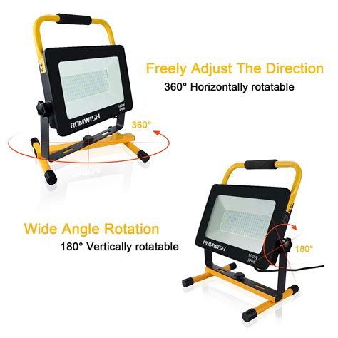 LED Work Light with Stand 100W, 10000LM Portable Mechanic Lights, 2