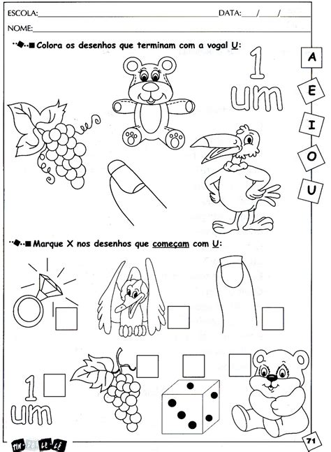Vogal U Educação Infantil - Atividades Da Vogal U Para Educação Infantil - RETOEDU