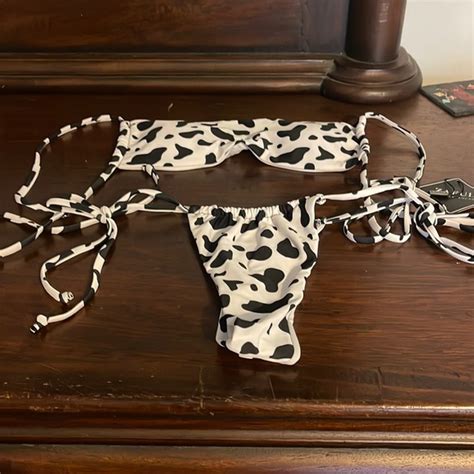 Zaful Swim Nwt Cow Print String Bikini Poshmark