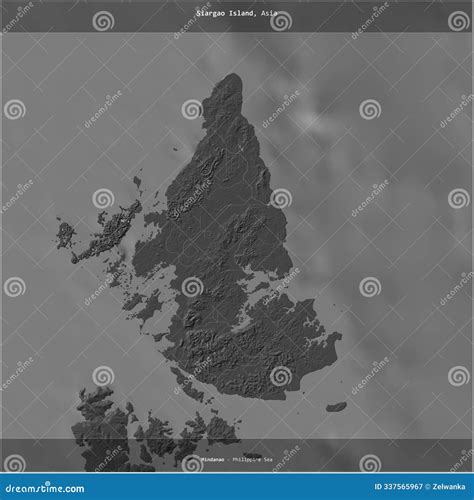 Siargao Island, Philippines, Highlighted And Labelled. Topo