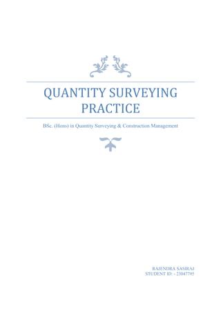 Quantity Surveying Practise Pdf