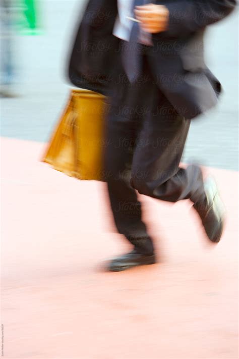 Asia Japan Honshu Tokyo Shibuya Businessman Running To Work In