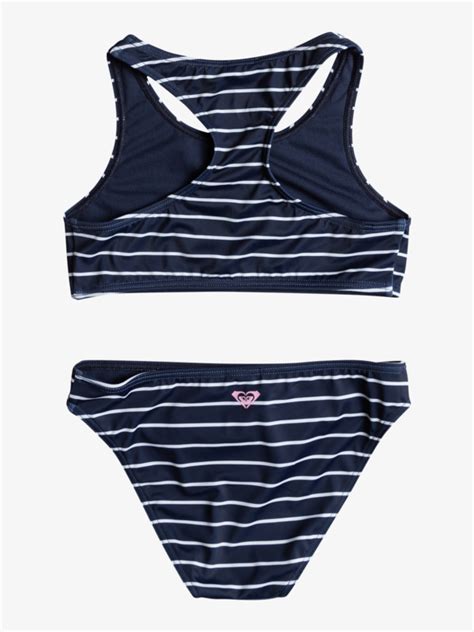 Bico Basic Stripe Zweiteiliges Crop Top Bikini Set für Mädchen 6 16 Roxy