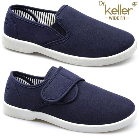 New Dr Keller Mens Canvas Shoes Wide Fit Deck Pumps Padded Plimsolls ...