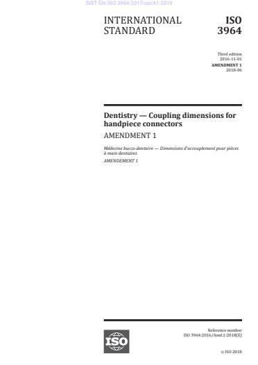 EN ISO 3964:2016/A1:2019 - Dentistry - Coupling dimensions for ...