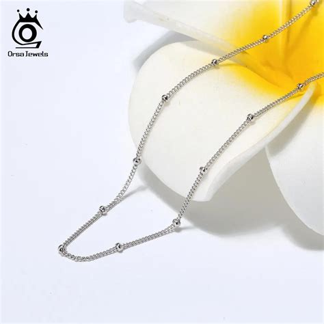 ORSA JEWELS Чистая 925 боковая цепочка с маленьким шариком длиной 45 см ...