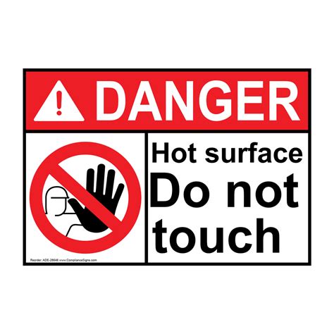 Ansi Hot Surface Do Not Touch Sign With Symbol Ade 28646