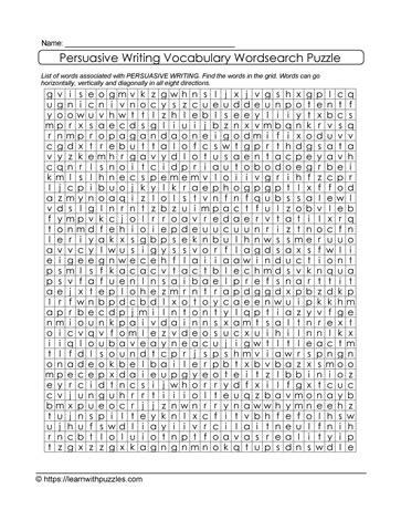 Persuasive Writing Word Search Learn With Puzzles