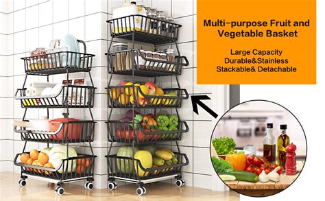 Amazon 5 Tier Fruit Basket For Kitchen Stackable And Vegetable