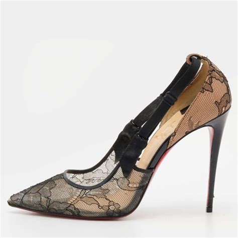 Christian Louboutin Black Lace And Satin Hot Jeanbi Pumps Size Christian Louboutin The