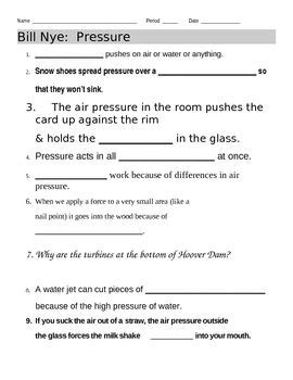 Bill Nye Pressure Worksheet Answers