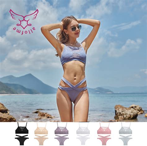 Allofme Lace Bra Set Women Underwear Lingerie Bralette Tank Top Panty Brassiere Suit Intimates