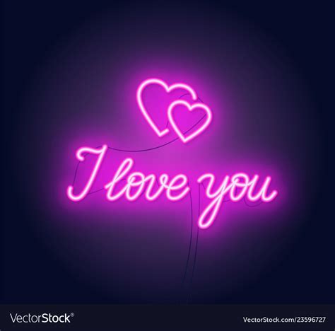 I Love You Neon Lettering Heart Sign Royalty Free Vector