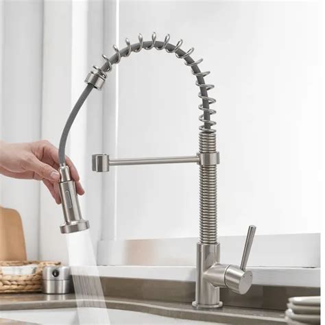 Hot And Cold Water Kitchen Sink Faucet Pull Down Brushed Kitchen Tap Faucet Faucet And Basin