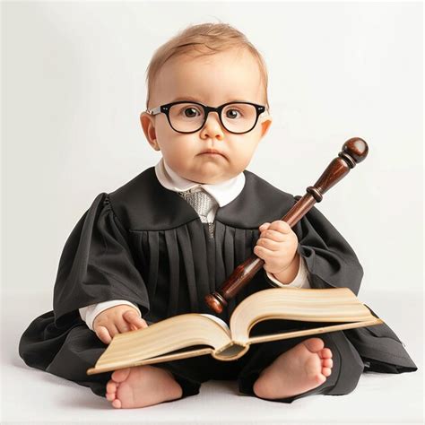 Premium Photo Tiny Advocate Cute Baby Lawyer On White Background