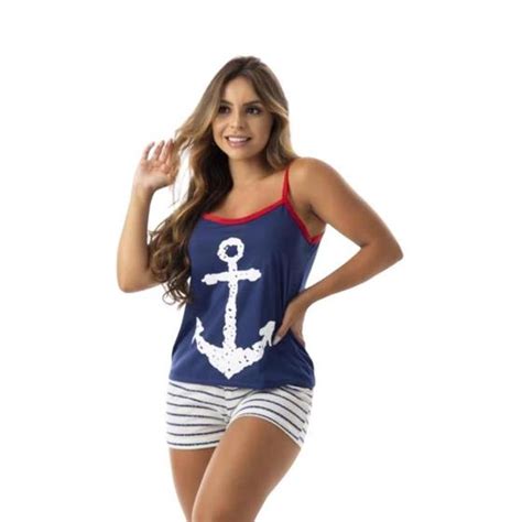 Pijama Feminino Adulto Alcinha Personagens Curto Verão Estampado Baby