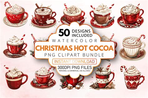 Watercolor Christmas Hot Cocoa Clipart Graphic By Allisonsuns Creative Fabrica