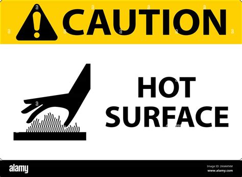 Caution Hot Surface Label Sign On White Background Stock Vector Image Art Alamy