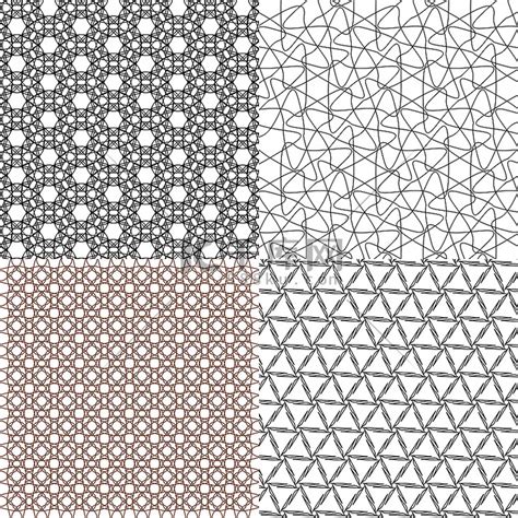 一套 4 个单色优雅图案。高清摄影大图 千库网