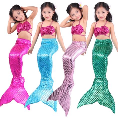 Traje De Baño De Sirena Para Niños Bikini Cola Niñas Shopee México