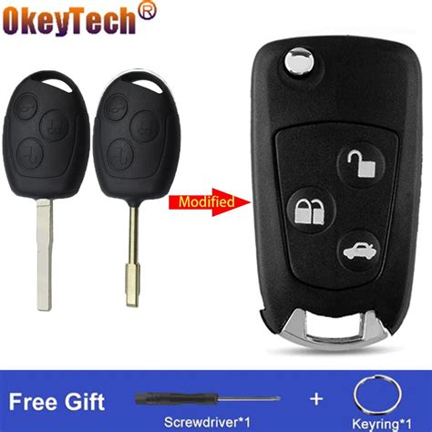 OkeyTech Carcasa De Llave Remota Modificada De 3 Botones Para Ford