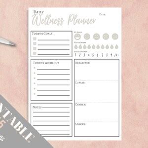 Daily Wellness Planner Printable Wellness Planner Wellness Planner PDF