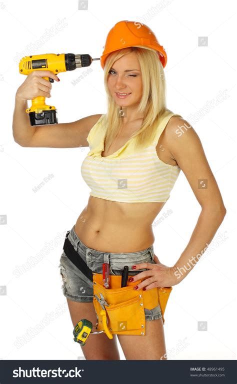 Sexy Blonde Female Construction Worker Foto Stok Shutterstock