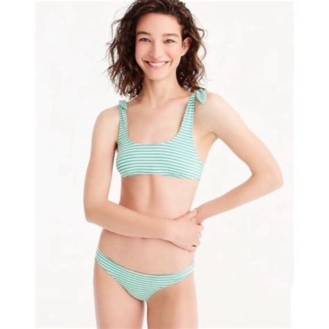 J Crew Swim Jcrew Playa Nantucket Green Striped Cheeky Bikini Poshmark