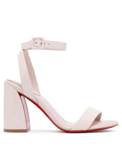 Christian Louboutin Miss Sabina Beige Patent Sandals In Pink Lyst