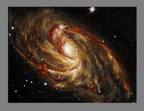 Art PRINT Gold Red Galaxy Outer Space Nebula Astronomy | Etsy