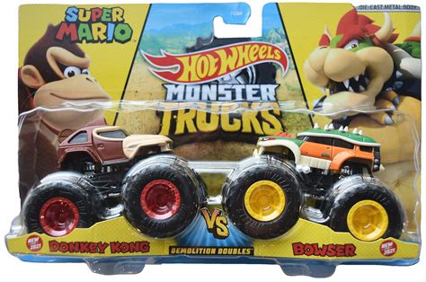 Hot Wheels Monster Trucks Super Mario Donkey Kong Giant Wheels Including Crushable Car Lupon
