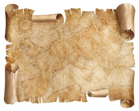 Pirates Old Parchment Treasure Map On Wood Table Stock Illustration Illustration Of