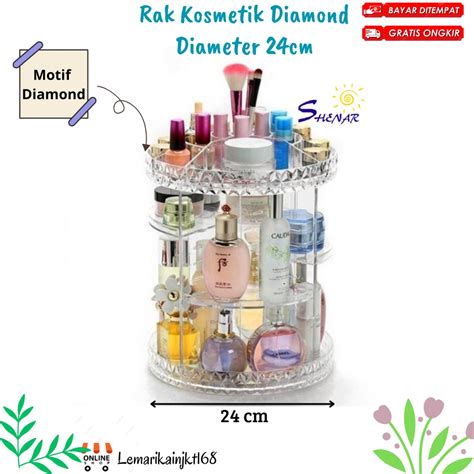 Jual Shenar Kg Rak Kosmetik Acrylic Putar Derajat Motif Diamond