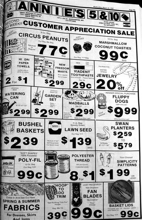 Annie's 5 10 Ben Franklin store. 1987 newspaper advertisement | Vintage ...