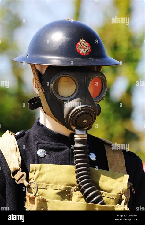 National Fire Service Nfs World War 2 Uniform And Gas Mask Stock