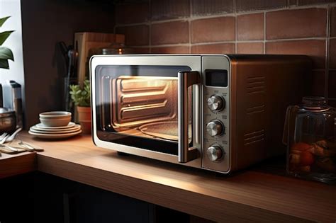 Premium Ai Image Modern Microwave Oven In Kitchen