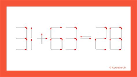 Le Défi des Allumettes Parviendrez vous à résoudre cette équation