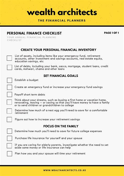 financial checklist template