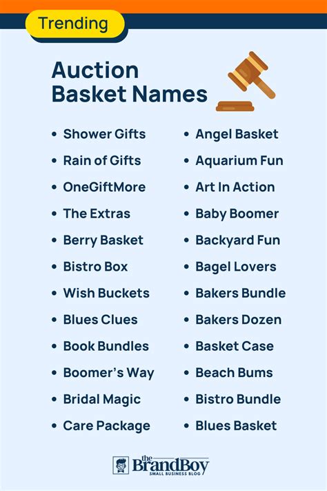 465 Best Auction Basket Names Thebrandboycom