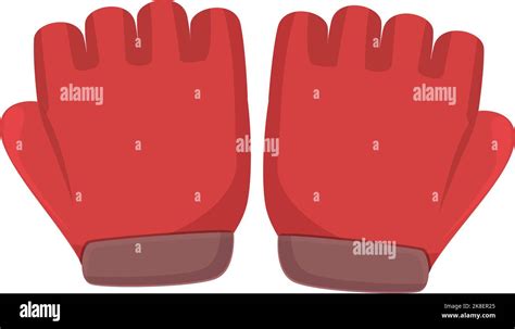 Red Sport Gloves Icon Cartoon Vector Safety Design Football Pair